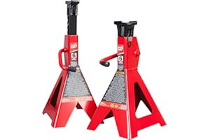 BIG RED AT46002R Torin Steel Jack Stands: 6 Ton (12,000 lb) Capacity, Red, 1 Pair