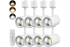 AOAXL 10W H Type Track Lighting Heads Can fine Control 2700K-6500K Stepless Dimming Led Track Lighting Fixtures Kitchen Task Wall Art Exhibition, Flicker Free CRI90+ 24°1000LM, White 8 Pack
