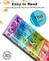 COLORWING Extra Large Pill Organizer 14-Compartment Twin Daily AM PM Rainbow view 5