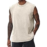 Yimoon Mens Tank Tops Workout Sleeveless Shirts Cotton Acid Wash Tees Loose Gym Muscle Shirts