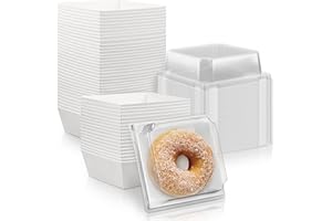 Cmkura 50 Pack White Square Disposable Paper Charcuterie Boxes Food Containers Bakery Boxes for Cake, Cookies, Sandwich(Small Size)