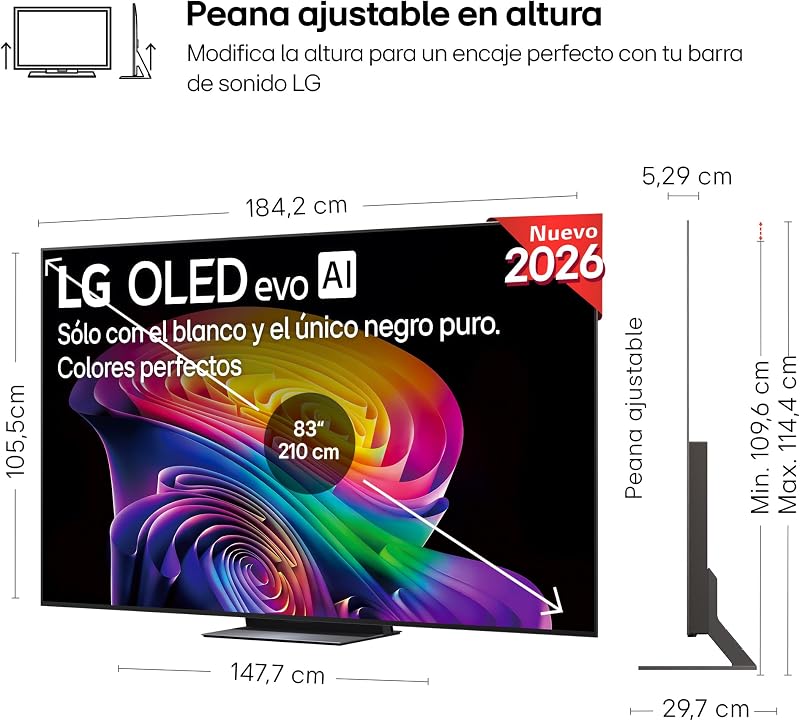 OLED83C64LA - Smart TV OLED EVO AI 83" 4K sem reflexos 98,9%, 2026