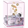 Clear Piggy Bank for Adults Kids, Large Acrylic Piggy Bank Money Saving Box for Cash Saving with Key, Openable Clear Acrylic Savings Jar for Real Money (Pink)
