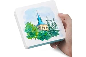 Lightwish 60 Sheets Mini Watercolor Sketchbook 4.7 * 4.7'' Cold Press 300gsm/140lb, Travel Size Portable Tearable Square Painting Notebook, Square Watercolor Sketch Book Art Paper Sketchbook