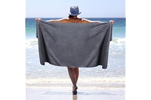 Yunaeduo Microfiber Beach Towels for Adults - Quick Dry Lightweight Beach Towel - Oversized Beach Towel (31.5”x63”) Super Absorbent - Large Sand Free Beach Towel - Travel Towel, Beach Accessories Grey