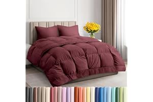 CGK UNLIMITED King Size, Burgundy Alternative Down Comforter - Warm & Lightweight, Luxury And Breathable Hotel Quality Bedding Set - All Season Fluffy And Cozy Oversized Cooling Microfiber Duvet Insert Comforter
