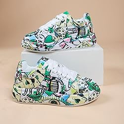 Breathable Low-top Lace-up Graffiti Running Shoes