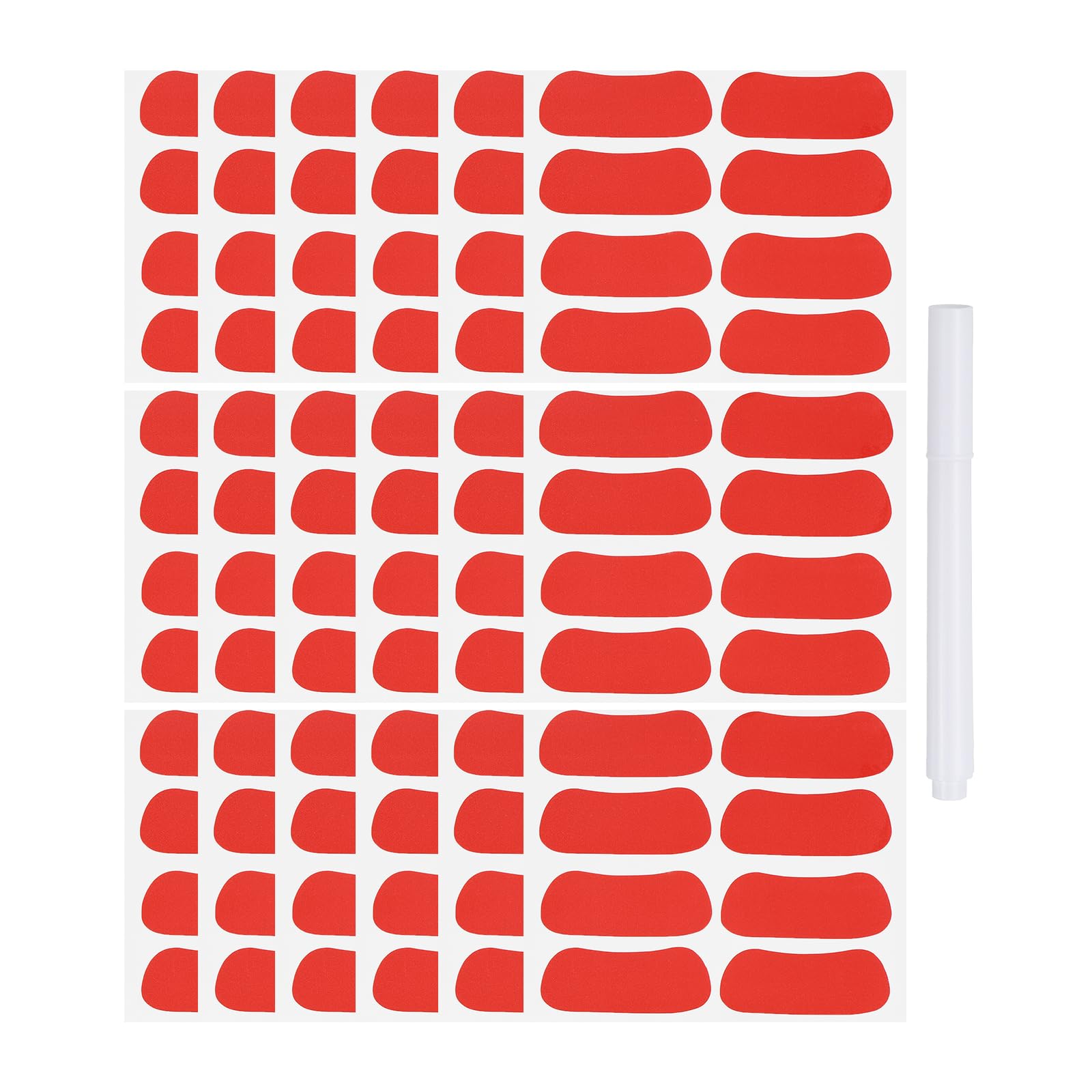 PATIKIL 72 Pairs Sports Eye Black Stickers, Under Eye Black Strips Football Face Stickers Breathable Eyeblack Sticker with 1 Pcs White Pencil for Baseball Fans on Game Day, Warm Red