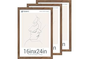TENIBYC 16x24 Poster Frame 3 Pack - Brown Walnut, Natural Solid Wood Picture Frame, Wall Gallery Frame