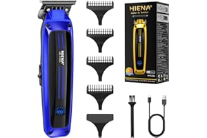 HIENA PRO Professional Electric Hair Trimmer for Men, Cordless Clipper Barber Haircut Tool with USB, Rechargeable T-Blade Precision Beard Trimmer, Perfect Gifts for Men(Blue)