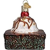 Old World Christmas Brownie A La Mode Glass Blown Ornament for Christmas Tree, Handcrafted Holiday Decoration, Ice Cream Collection