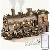Train Diffuser, 300ml Vintage Steam Train Essential Oil Diffuser, 2 Color LED Dual Mist Modes Christmas Train Air Diffuser Aromatherapy Humidifier with Remote Control, 2/8 Hours Auto Shut-Off