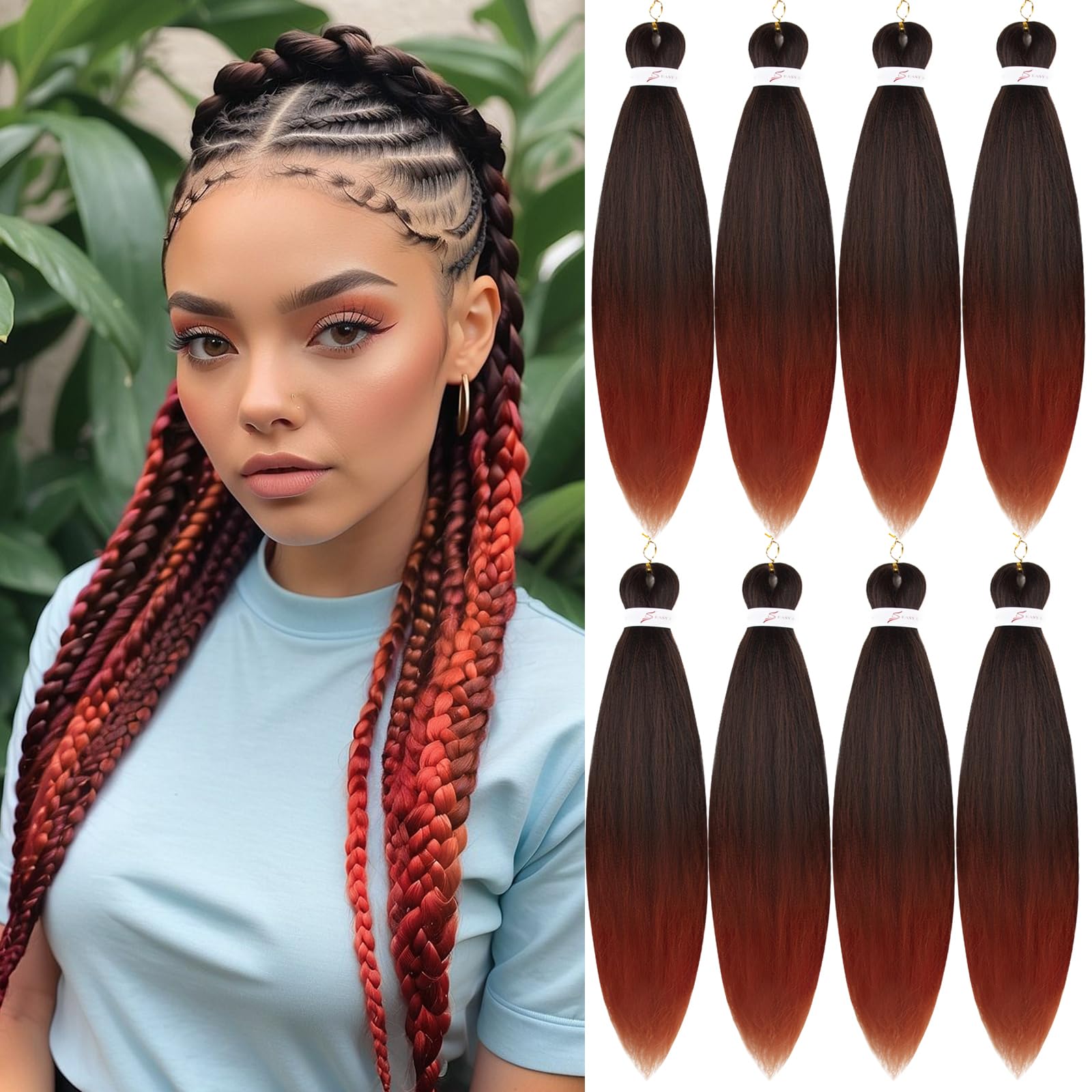 Pre-stretched Braiding Hair Professional Easy Crochet Braid Hair 26 Inch 8 Packs Hot Water Setting Soft Synthetic Braiding Hair Extension for Twist Senegalese Crochet Hair (26 inch, 1B/350) — image 1
