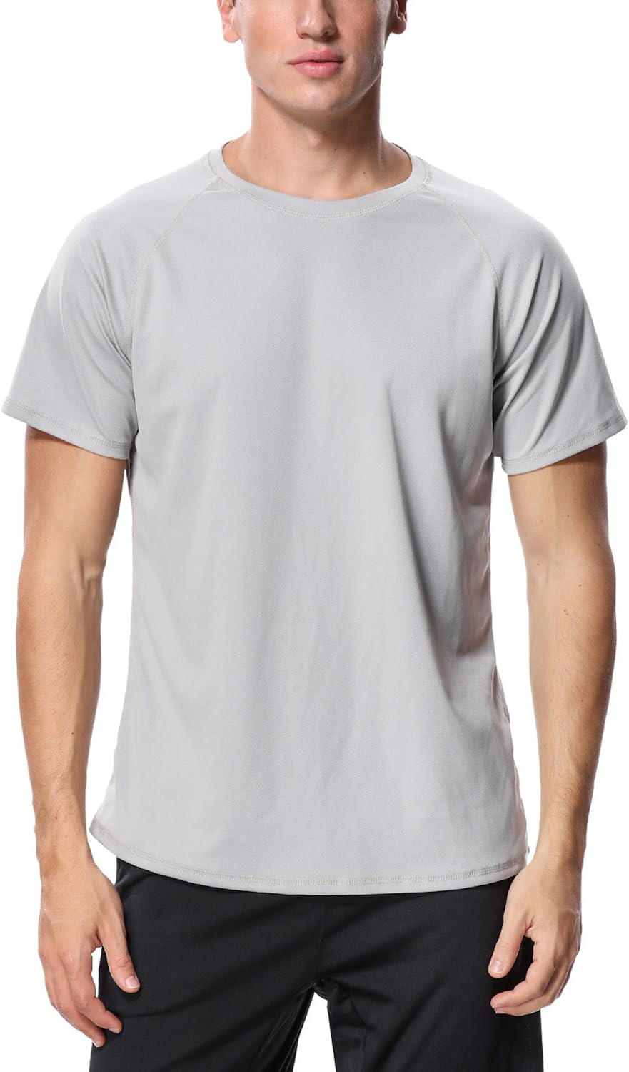 Charmo Mens Sun Protection Swim Shirts Rash Guard Swim Tee Short Sleeve Swimwear: Clothing