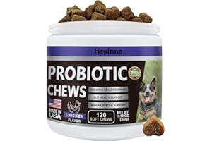 HEYISME Probiotics for Dogs, Improve Yeast Balance, Itchy Skin Itchy Ears, Gut Health, Allergies, Immunity, Dog Probiotics and Digestive Enzymes with Prebiotics - Reduce Diarrhea (Chicken, 120 Chews)