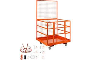 Forklift Safety Cage, 1400 lbs Heavy Duty Forklift Man Basket, 43"x 45" Lift Basket， Folding Forklift Work Platform Tool, Per