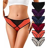 OLIKEME Womens Underwear Cotton Hipster Panties Low Rise No Show Briefs Soft Stretch Breathable Ladies Panties 6 Pack