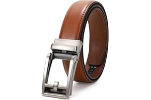 JASGOOD Boys Belt Leather Ratchet Dress Belt Kids Adjustable Leather Belt for School Uniform One Hand Release