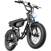 ACTBEST Blaze 20" Electric Bike,Peak 1800W, 48V 15.6Ah Fat Tire All-Terrain Electric Motorcycle, Hydraulic Brakes,Full Suspension, Electric Dirt Bike for Adults on Mountains,Snow
