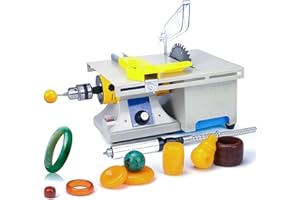 NAWESRVA 750W Mini Table Saw & Polisher – Adjustable Speed 0-10,000 RPM, Multifunctional Lapidary Saw for Crafts, Flexible Shaft, for Drilling, Carving, Cutting & Polishing Rocks, Gems, Jade, Metal, and Wood