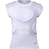TUOY Men Football 5 Pads Compression Training Shirt with Chest Rib Guard