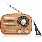 Oncheer Portable Vintage Decor Radio, Retro Bluetooth Speaker, FM/AM/SW Old Fashion Classic Style, Adjustable Antenna, Rechargeable Battery Powered, Support TF Card, USB Playing Music-Light Color