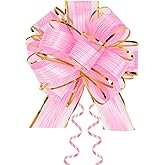 JOYIT 10 Pack Large Pull Bows 6 Inch - Big Pink Bows for Gift Wrapping, Ribbon Pull Bows for Mother's Day, Wedding Baskets Birthdays Gift