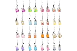 AIDSOTOU 16 Pairs Cute Weird Dangle Earrings for Teen Girls Kawaii Aesthetic Boba Tea Drop Earrings