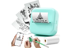 WCZ Sticker Printer M02X Inkless Mini Print Pod Bluetooth Portable Sticker Maker Machine Thermal Printer Come with 1 Roll Paper for Study Notes, Memories, Photo