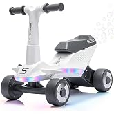 GOBOKLE 6V Electric Baby Balance Bike with Bubble Machine, 2-in-1 Toddler Ride-On Toy with Adjustable Height, Music &amp; LED Lights, for Boys and Girls Ages 2-4.5 Years