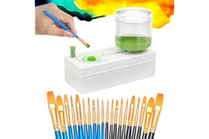 FINFINLIFE Paint Brush Cleaner Tool - 20 Painting Brushes & Brush Rinser Paint Water Dispenser for Acrylic, Watercolor & Water-Based, Convenient Paint Brush Washer, Painting Station for Kids, Green