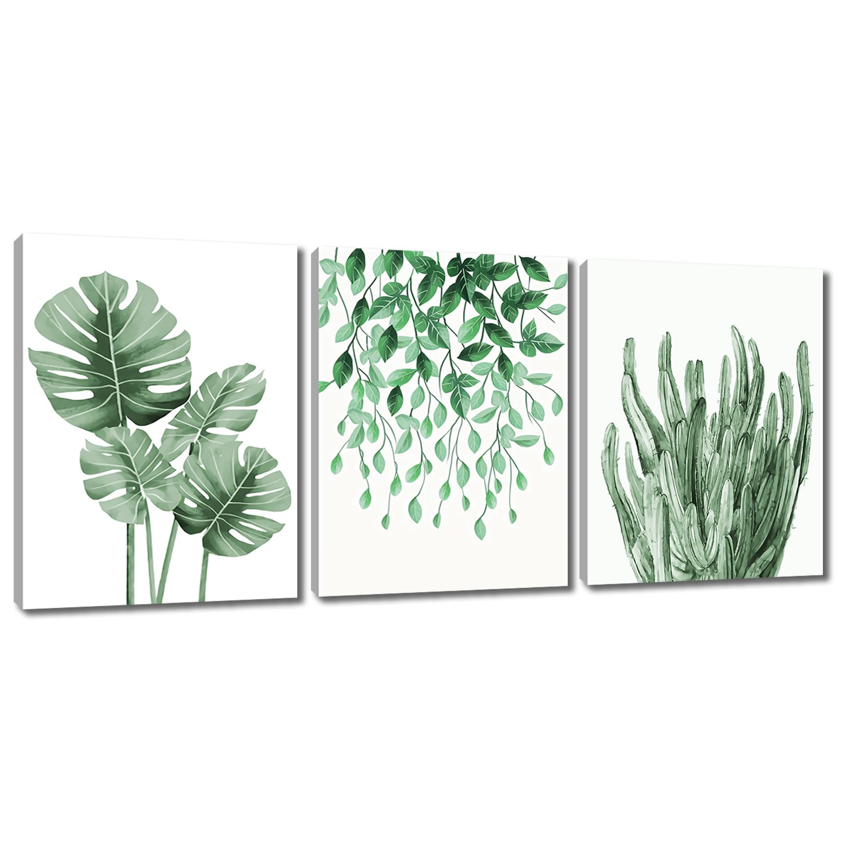 Plant Wall Art Green Decor - Tropical Monstera Botanical Plants Framed Paintings Modern Artwork Wall Decoration Banana Leaf Foliage Aloe Picture Print Decor For Home Office 12×16 Inches Ready To Hang