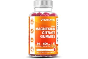 Vitamatic Magnesium Gummies 600mg per Serving – 60 Vegan Count for Relaxation, Muscle, Bone, and Energy Support