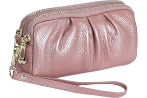 Smith Sursee Wristlet Wallets for Women Genuine Leather Wristlet Purses Ladies Ruched Wristlet Clutch Wallet Purses