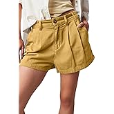 Lesore Womens Relaxed Fit Elastic Waist Casual Summer High Rise Shorts Pockets Chino Shorts Pants Trousers