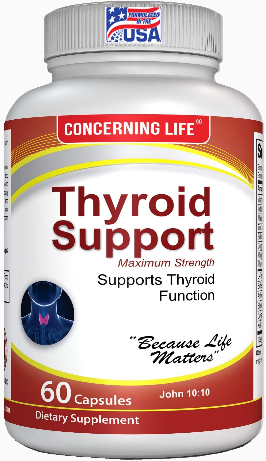 Thyroid Support Supplement with Selenium - Focus Formula with Metabolism & Energy Help - Non-GMO - Vitamin B12, Iodine, Zinc, Ashwagandha Root, Copper, Magnesium & More 30 Day Supply