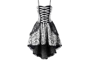ZEFOTIM Halloween Dress Womens Lace Mesh Patchwork Sleeveless Camisole Mini Vintage Medieval Gothic Dress LY94