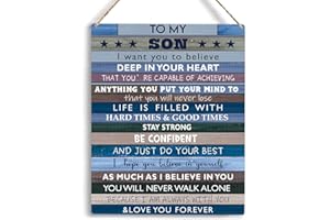 YCYD To My Son Wooden Hanging Sign from Mom Dad Son Gifts Family Wall Decor for Boys Room Bedroom Birthday Christmas Thanksgiving Gifts for Son Wall Art Gifts for Boys Living Room 8 x 10 Inches