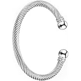 Cdrtnr 14K Gold/Silver Twisted Cable Cuff Bracelet – Vintage Adjustable Open Bangle, Unisex Gift Jewelry
