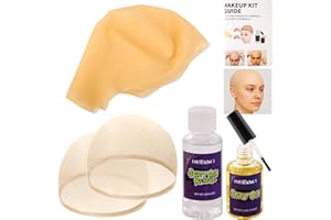 OYGCEE Bald Cap Halloween Makeup Kit, Latex Bald Wig Cap with Spirit Gum Adhesive & Remover for Woman Man Kids Professional Bald Cap Set for Cosplay,Sfx Halloween Costumes Party Theater look-with Instruction