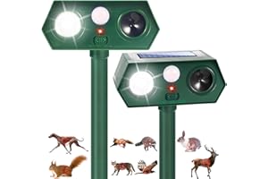 LYCXBFJIA 2 Pack Ultrasonic Solar Animal Repellent Cat Deterrent Outdoor,Deer Repellent with Motion Sensor Strobe Light,Waterproof Animal Repeller for Raccoon Squirrel Rabbit Dog Skunk,Yard Garden Protection