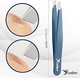 Candure Slanted Tweezers for Brows & Face with Leather Pouch view 2