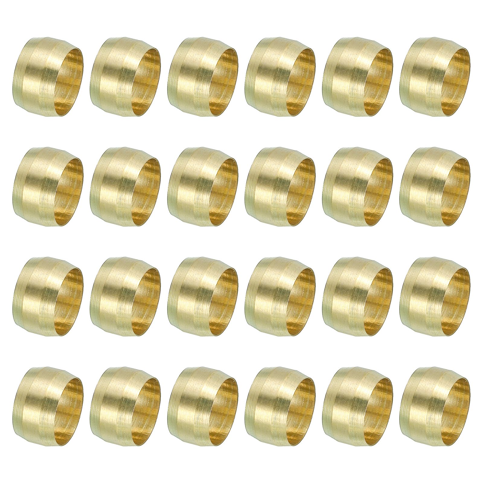 PATIKIL 8mm ID Compression Sleeve Ferrules, 24 Pack Brass Sleeve Ferrules Compression Fitting Assortment Kit for Water Oil Air Pipe