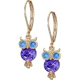Betsey Johnson CZ Owl Drop Earrings