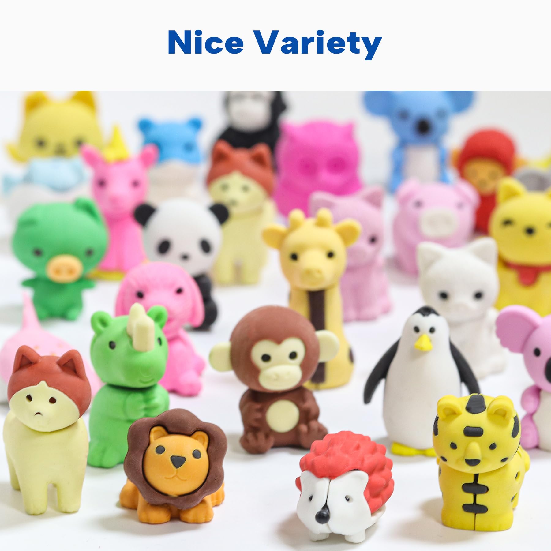 GOMIMEOR Animal Erasers for Kids, 35 Pcs Animal Pencil Erasers Bulk Puzzle Eraser Mini Erasers for Classroom School