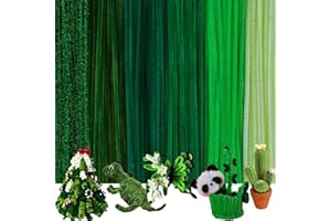 NAFUXIAJJIA 200 PCS 6 Colors Green Pipe Cleaners Chenille Stems,Pipe Cleaners Craft,Pipe Cleaners Set for DIY Art and Craft Projects（Gradient Green）