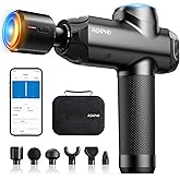 RENPHO Power+ Thermacool Massage Gun with Heat and Cold, 12mm Amplitude Deep Tissue Percussion Massager for Professional Athletes, App Controlled Guided Courses, 6 Speeds, 6 Attachments, Carry Case