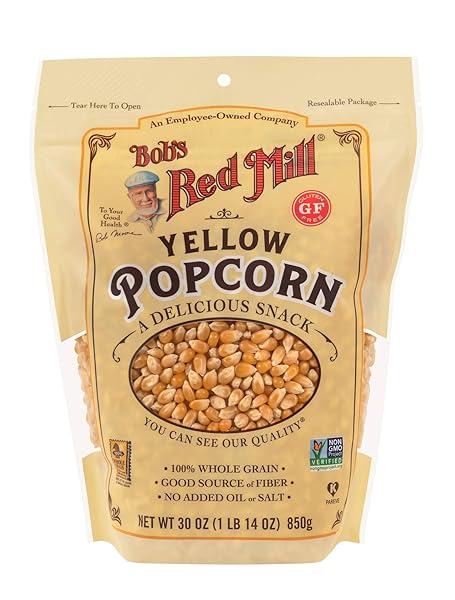 BOB’S RED MILL YELLOW POPCORN, 30OZ (PACK OF 1) – NON GMO, WHOLE GRAIN, VEGAN, KOSHER
