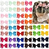 40PCS 3Inch Hair Bows for Girls Grosgrain Ribbon Toddler Hair Accessories with Alligator Clips for Toddlers Baby Girls Kids Teens in Pairs