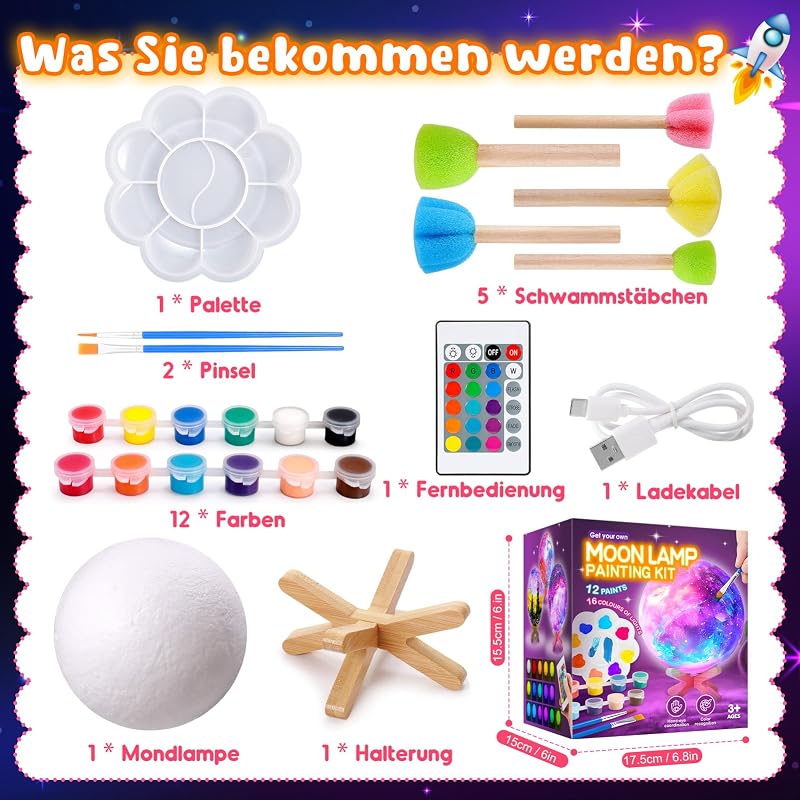 Bastelset Kinder ab 6 7 8 9 10 Jahre,Geschenke Mädchen 10 11 12 Jahre,MondLampe Basteln Mädchen 6-12 Jahre,Nachtlicht für Kinder Spielzeug ab 5-12 Jahr Junge Halloween Geburtstagsgeschenk